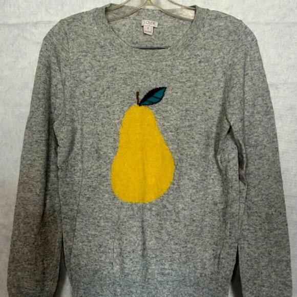 Gray J Crew Sweater with yellow pear. Super cute and in great condition. Size S - Picture 1 of 4